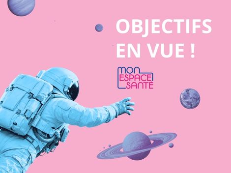 Illustration Mon espace santé : astronaute dans l'espace avec le slogan