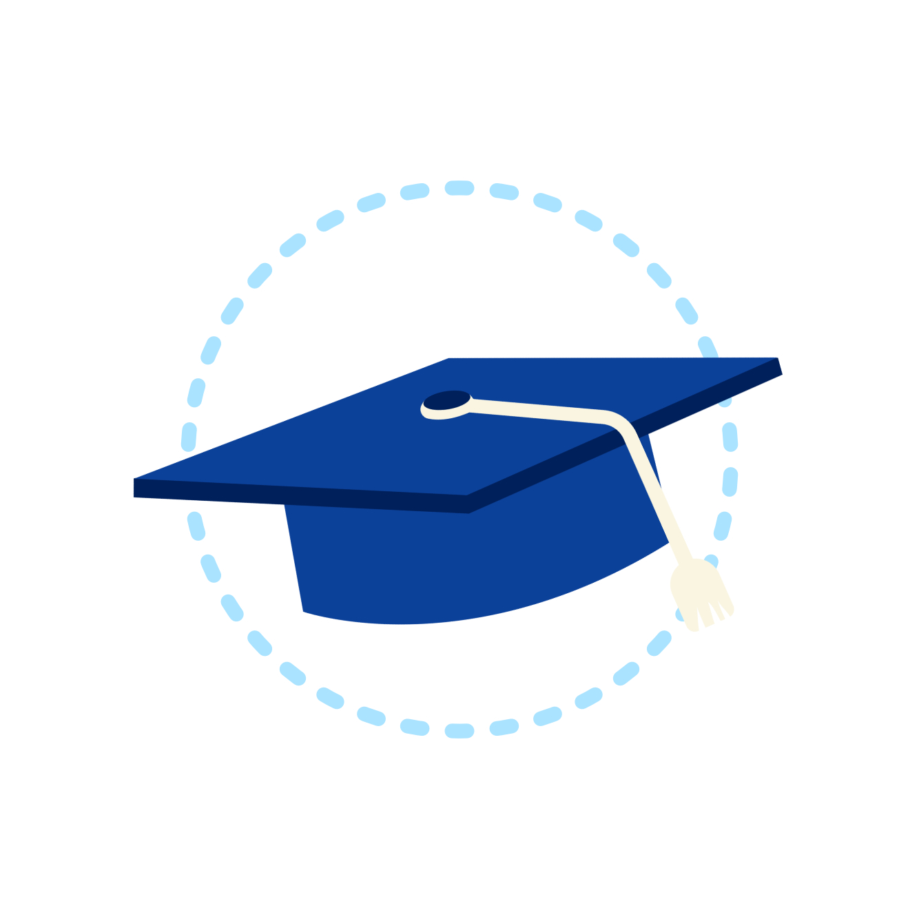 illustration vectorielle d'une coiffe d'étudiant diplômé, bleue nuit sur fond blanc.