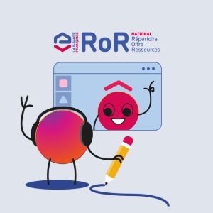 Image de présentation des webinaires RoR, illustrée par des personnages animés devant une interface web. type visioconférence.